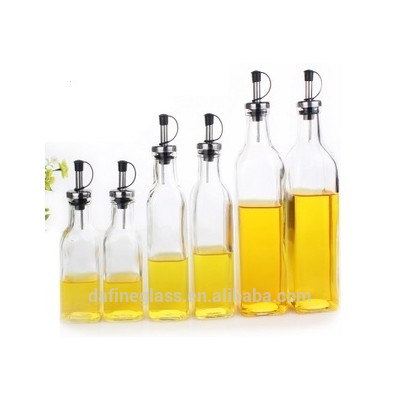 Hot square edible oil soy vinegar glass bottle Juice beverage glass bottle with sealed cap